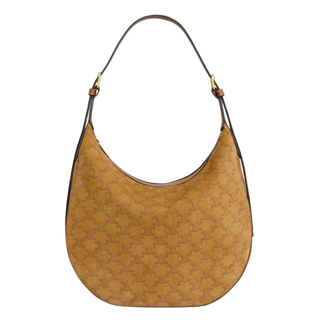 1 CELINE MEDIUM HELOÏSE BAG CUIR TRIOMPHE IN SUEDE CALFSKIN WITH TRIOMPHE ALL OVER