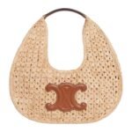 CELINE CLASSIC PANIER HOBO BAG IN RAFFIA AND CALFSKIN