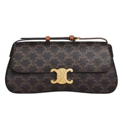 CELINE MEDIUM LOLA BAG IN TRIOMPHE CANVAS AND CALFSKIN