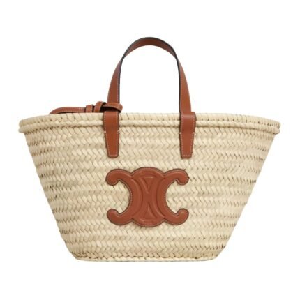 CELINE TEEN CLASSIC PANIER IN PALM LEAVES AND CALFSKIN