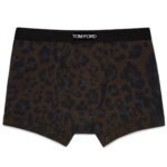 TOM FORD LEOPARD COTTON BOXER BRIEFS DARK BROWN