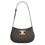 CELINE MEDIUM TILLY BAG IN TRIOMPHE CANVAS AND CALFSKIN TAN