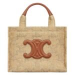 CELINE SMALL CABAS THAIS IN RAFFIA EFFECT TEXTILE WITH TRIOMPHE JACQUARD