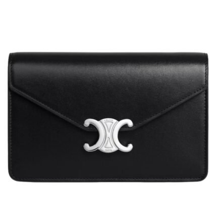 CELINE WALLET ON CHAIN MARGO IN SHINY CALFSKIN ICE BLUE