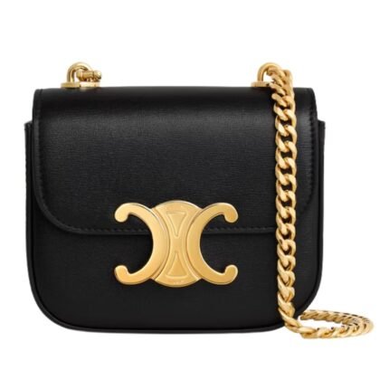 CELINE MINI CHAIN CLAUDE IN SHINY CALFSKIN LIGHT BURGUNDY