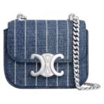 CELINE MINI CHAIN CLAUDE IN STRIPED DENIM WITH STRASS