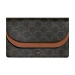 CELINE WALLET ON STRAP IN TRIOMPHE CANVAS AND SMOOTH LAMBSKIN
