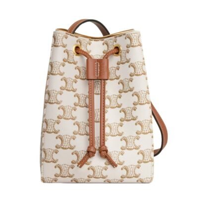 CELINE MICRO SAILOR IN TRIOMPHE CANVAS AND CALFSKIN WHITE-TAN