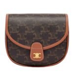 CELINE MINI BESACE IN TRIOMPHE CANVAS AND CALFSKIN TAN