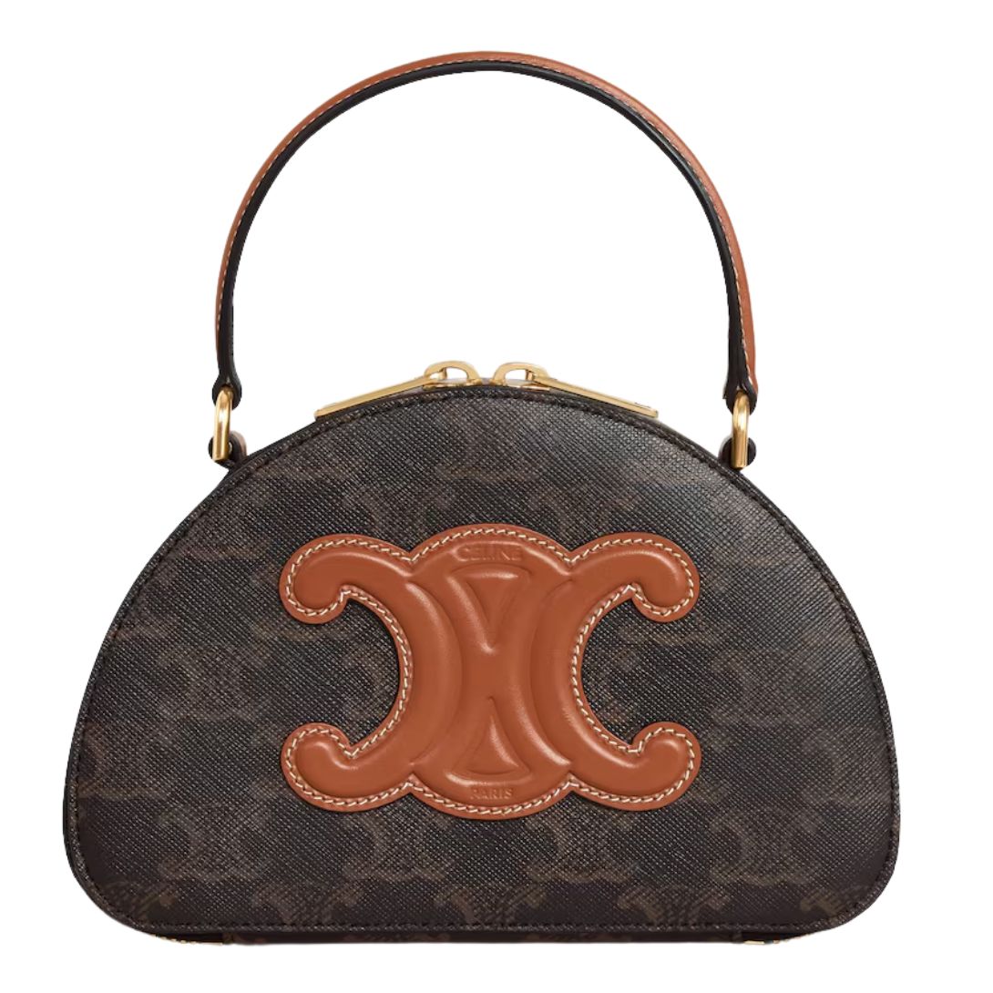 1 CELINE HALF MOON CASE IN TRIOMPHE CANVAS AND CALFSKIN