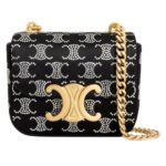 CELINE MINI CHAIN CLAUDE IN SATIN WITH TRIOMPHE STRASS