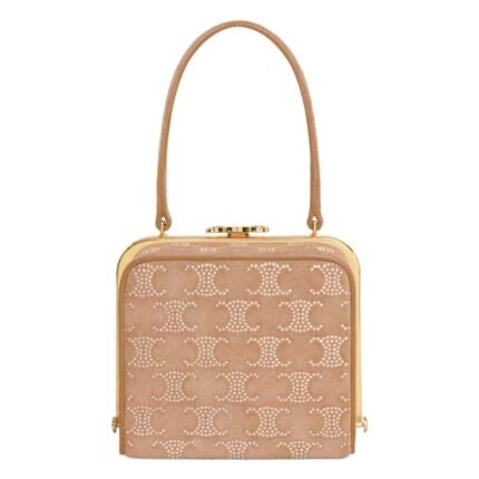 CELINE LANA MINAUDIERE IN SUEDE CALFSKIN WITH TRIOMPHE STRASS LIGHT CAMEL