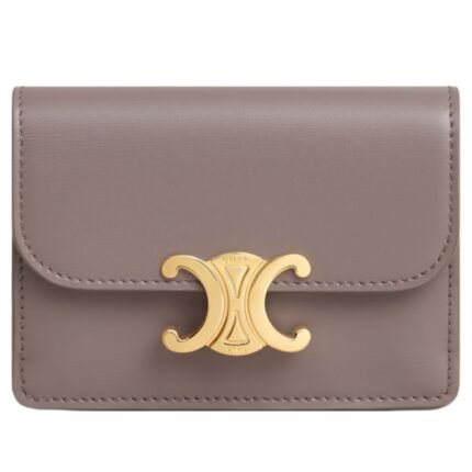CELINE CARD HOLDER WITH FLAP TRIOMPHE IN SHINY CALFSKIN FUCHSIA