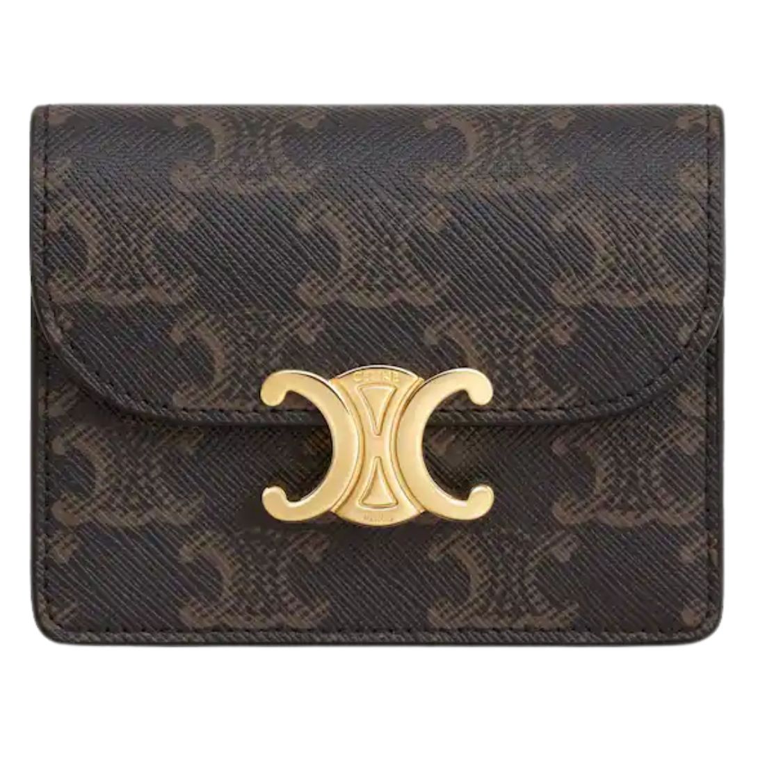 1 CELINE BUSINESS CARD HOLDER TRIOMPHE IN TRIOMPHE CANVAS AND LAMBSKIN