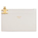 CELINE ZIPPED CARD HOLDER TRIOMPHE CHARMS IN GRAINED CALFSKIN SPRING YELLOW