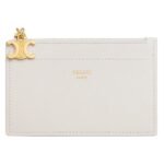 CELINE ZIPPED CARD HOLDER TRIOMPHE CHARMS IN GRAINED CALFSKIN BLACK