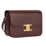 CELINE CLASSIQUE TRIOMPHE BAG IN SHINY CALFSKIN CHESTNUT
