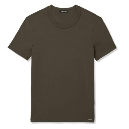 TOM FORD COTTON CREWNECK T SHIRT MILITARY GREEN