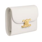 CELINE SMALL FLAP WALLET TRIOMPHE IN SHINY CALFSKIN WHITE