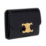 CELINE COMPACT WALLET WITH COIN TRIOMPHE IN SHINY CALFSKIN BLACK