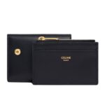 CELINE COMPACT WALLET WITH COIN TRIOMPHE IN SHINY CALFSKIN BLACK