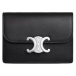 CELINE CARD HOLDER WITH FLAP TRIOMPHE IN SHINY CALFSKIN ICE BLUE