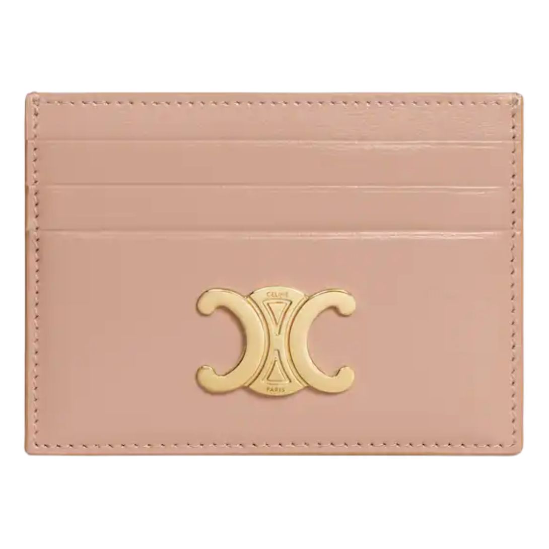 13 CELINE CARD HOLDER TRIOMPHE IN SHINY CALFSKIN SOFT PEACH