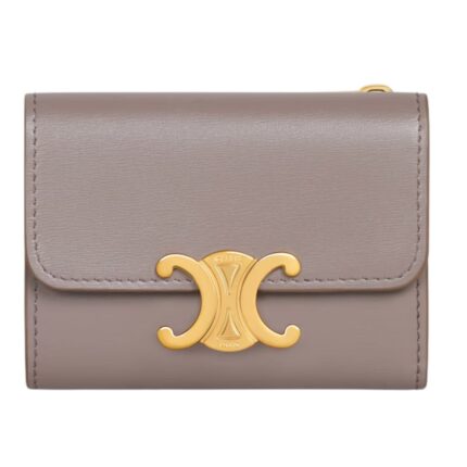 CELINE COMPACT WALLET WITH COIN TRIOMPHE IN SHINY CALFSKIN PEBBLE