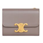 CELINE COMPACT WALLET WITH COIN TRIOMPHE IN SHINY CALFSKIN BRONZE
