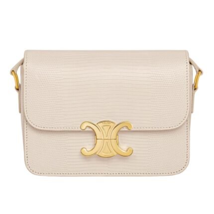 CELINE TEEN TRIOMPHE BAG IN LIZARD PALE BEIGE