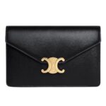 CELINE WALLET ON CHAIN MARGO IN SHINY CALFSKIN GLAZED BROWN
