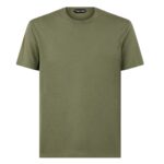 TOM FORD LYOCELL COTTON CREW T SHIRT PALE ARMY