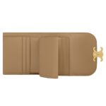 CELINE SMALL FLAP WALLET TRIOMPHE IN SHINY CALFSKIN SMOKED BROWN