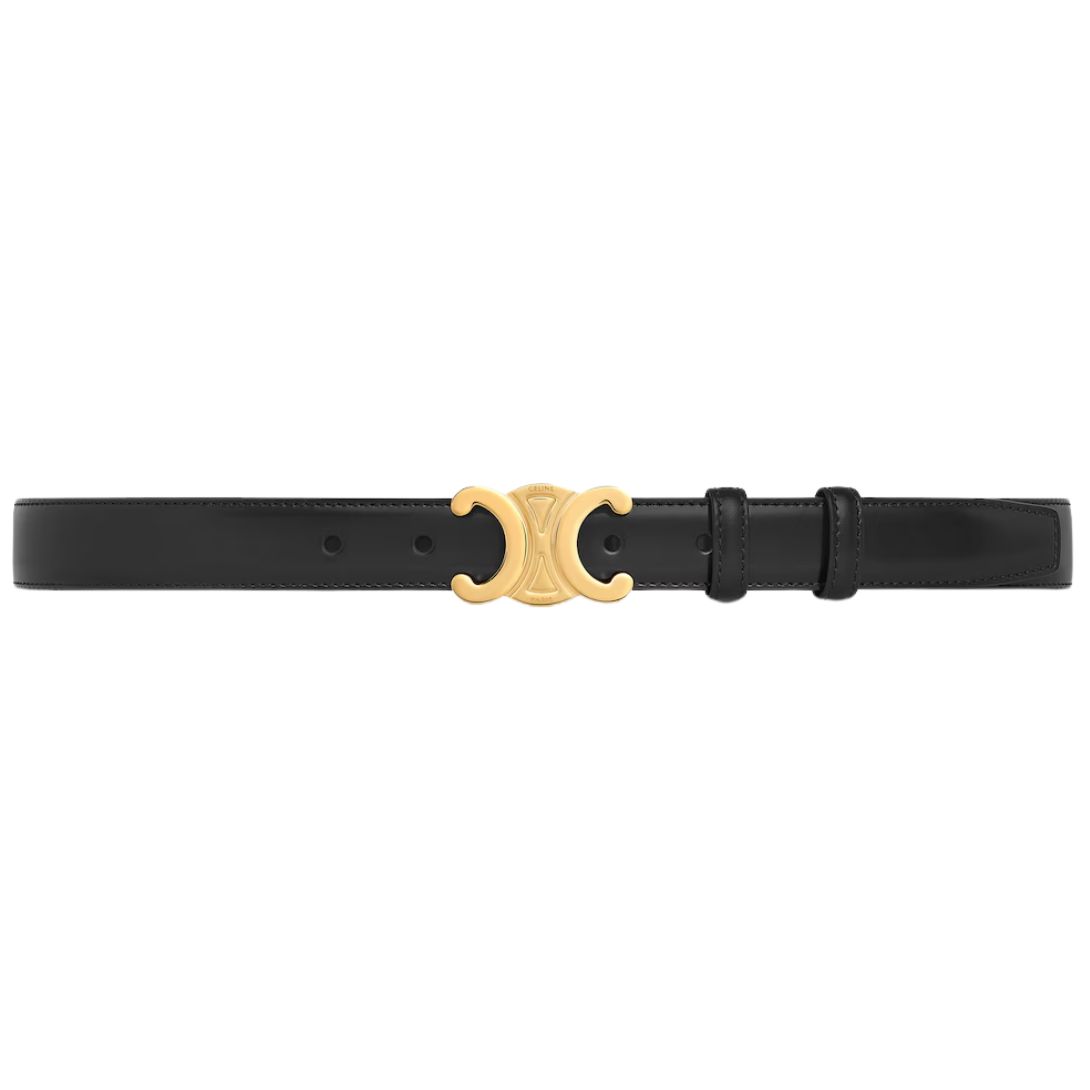 16 CELINE MEDIUM TRIOMPHE BELT IN TAURILLON LEATHER BLACK