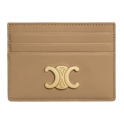 CELINE CARD HOLDER TRIOMPHE IN SHINY CALFSKIN SMOKED BROWN