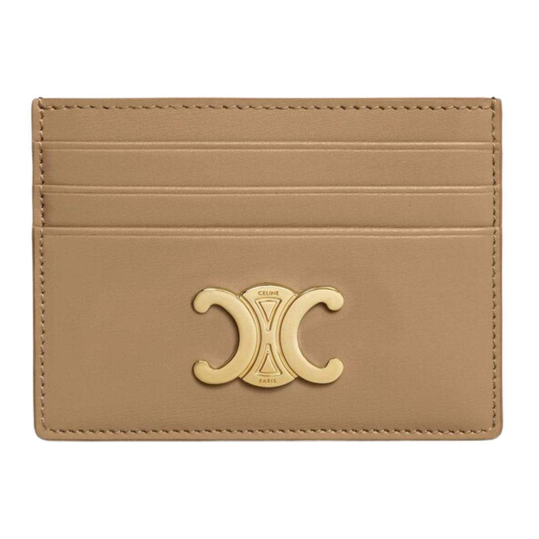 17 CELINE CARD HOLDER TRIOMPHE IN SHINY CALFSKIN SMOKED BROWN