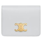 CELINE TRIOMPHE COMPACT WALLET IN SHINY CALFSKIN LIGHT STONE