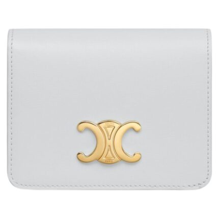 CELINE TRIOMPHE COMPACT WALLET IN SHINY CALFSKIN MOON
