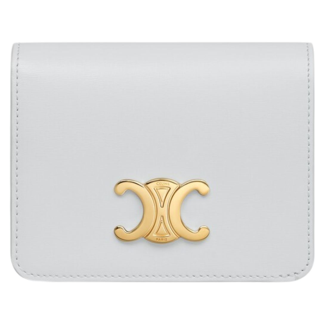 17 CELINE TRIOMPHE COMPACT WALLET IN SHINY CALFSKIN MOON