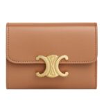 CELINE COMPACT WALLET WITH COIN TRIOMPHE IN SHINY CALFSKIN PEBBLE