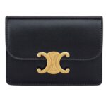 CELINE CARD HOLDER WITH FLAP TRIOMPHE IN SHINY CALFSKIN ICE BLUE