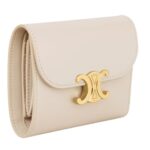 CELINE SMALL FLAP WALLET TRIOMPHE IN SHINY CALFSKIN PALE BEIGE