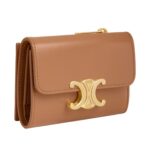 CELINE COMPACT WALLET WITH COIN TRIOMPHE IN SHINY CALFSKIN BRONZE