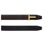 TOM FORD GRAIN LEATHER T ICON BELT MAHOGANY