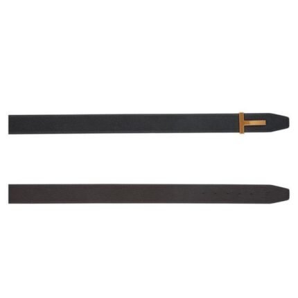 TOM FORD GRAIN LEATHER RIDGE T BELT BROWN