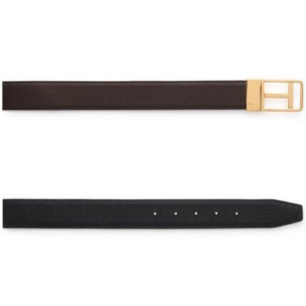 TOM FORD SMALL GRAIN LEATHER REVERSIBLE FRAMED T BELT