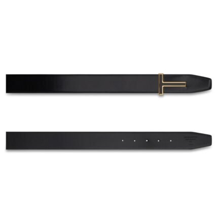 TOM FORD SMOOTH LEATHER ENAMEL BUCKLE T BELT