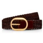 TOM FORD WOVEN LEATHER OVAL BELT BROWN