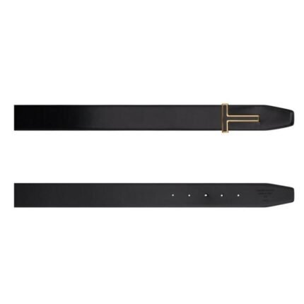 TOM FORD SMOOTH LEATHER ENAMEL INSERT T BELT