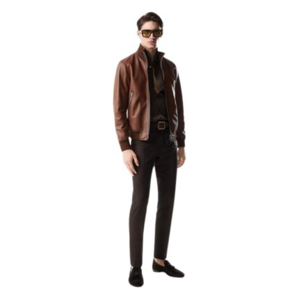 TOM FORD GRAIN LEATHER TRACK BOMBER
